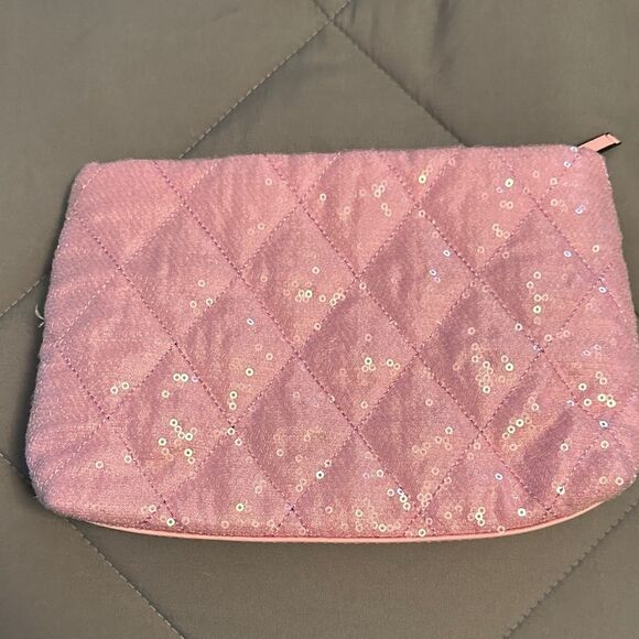 Victoria Secret Pink Quilted Sequin make up bag - Picture 2 of 6